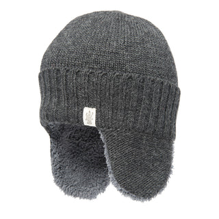 A stylish Rib Band Earflap hat with a cozy fur lining, perfect for your winter wardrobe.