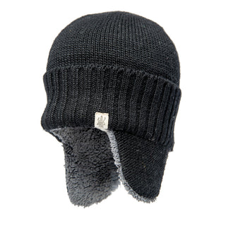 Sentence with Product Name: A black Rib Band Earflap, perfect for enhancing your SEO product description.