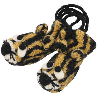 A pair of Tiger2 Mittens designed to resemble cartoon-style tigers.