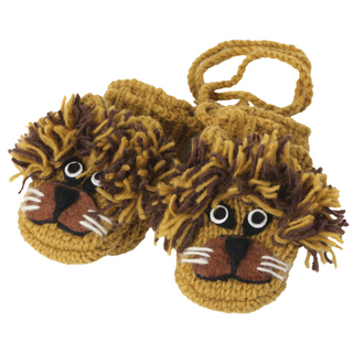 A pair of hand-knit New Lion Mittens.
