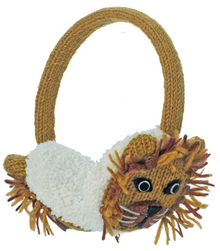 A hand-made Lion Earmuff knitted from 100% wool.