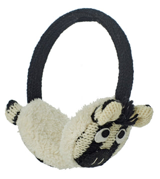 Children's Zebra Earmuffs designed to look like a zebra's face with fluffy white and black polyester Sherpa materials.
