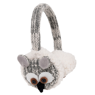 Adjustable Owl Earmuffs - grey, wool.