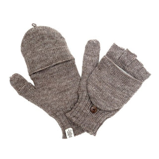 Sentence with Product Name: A pair of Bryant Fingerless Gloves with Flap made with natural ingredients on a white background.