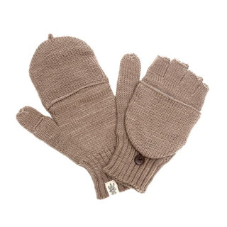A pair of Bryant Fingerless Gloves with Flap made with natural ingredients on a white background.