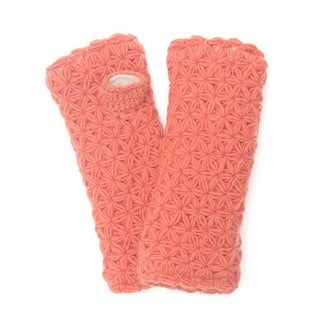 A pair of I See Stars Merino Handwarmers with a thumb hole, handmade in Nepal and displayed on a white background.
