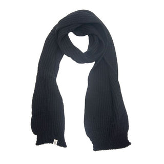 A Laurent Scarf, black scarf on a white background.