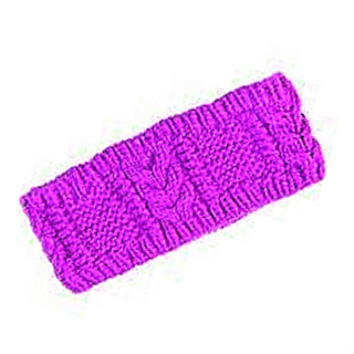 A handmade in Nepal, knitted Merino Cable Headband with a purple cable pattern design.