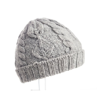 Leaf Pattern Cap w/ Rib Fold beanie hat with fleece band lining, isolated on a white background.