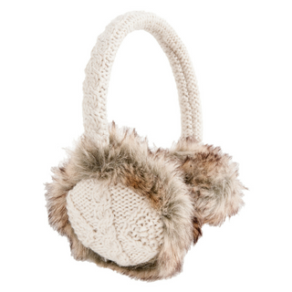 A Cable Knit Adjustable Earmuffs with faux fur, an important product description detail.