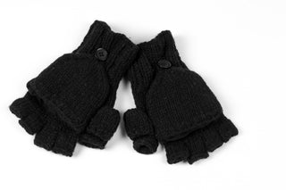 Fingerless Gloves with Button Flap and Fleece Lining Lipstick / Regular