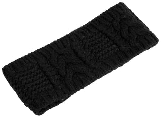 A handmade in Nepal Merino Cable Headband with a cable knit pattern on a white background.