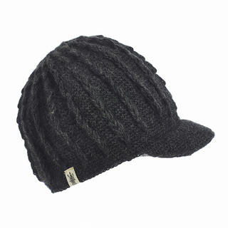 Knit Jockey Cap with a brim on a white background.