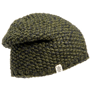 A Marich Pattern Long Pull On Cap in olive green.