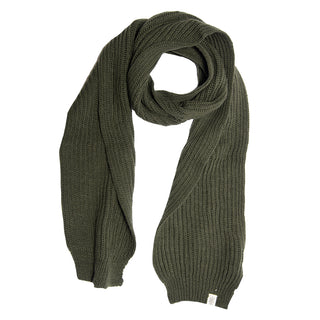 A green Laurent Scarf on a white background.