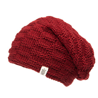 A red Elevated Slouch Hat on a white background, perfect to pair with women's activewear.