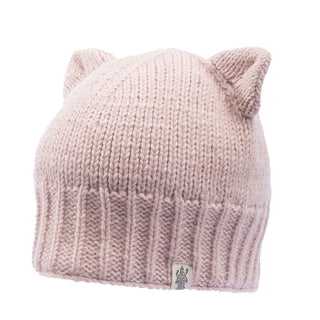 A handmade knit hat with Kitty ear hats.