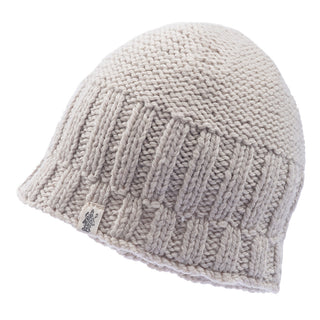 The north face women's Percy beanie hat in beige, made of merino wool.