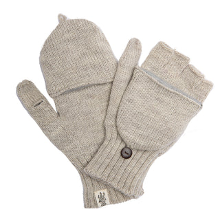 A pair of Bryant Fingerless Gloves with Flap on a white background.