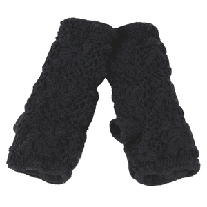 Flower Hand Crochet Fingerless Gloves