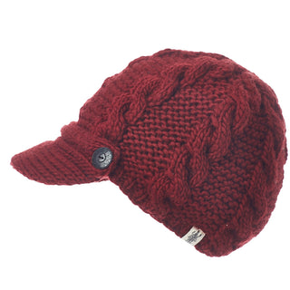 A durable, burgundy Equestrian Hat with a button.
