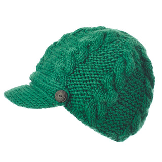 A durable, green Equestrian Hat with a button.