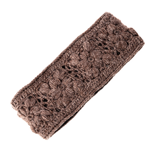 An image of a Flower Crochet Headband- SOLIDS with a fleece lining, handmade in Nepal.