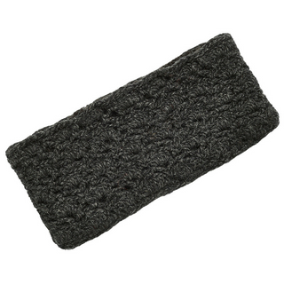 Black knitted Lacey Headband with sherpa lining on a white background.