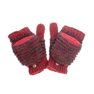 A pair of red Speckle Knit Mittens on a white background.