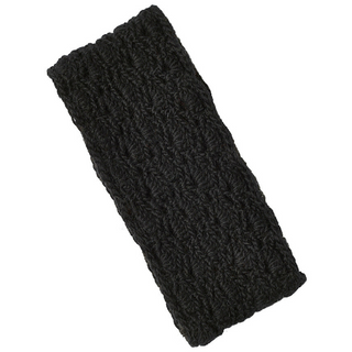 A black cable knit Lacey Headband with sherpa lining, displayed against a white background.