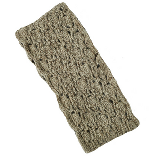 A Lacey Headband in a cable stitch pattern with a sherpa lining.