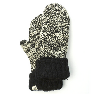 A single Ziggy Mitten with a black and white pattern and a black cuff, displayed against a white background.