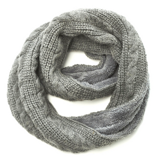 A grey Trinitas Sherpa Lined Infinity Scarf on a white background.