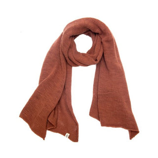 A handmade brown Air Wrap Scarf on a white background.