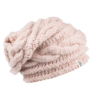 The women's Triple Braid Cable Slouch in pink with water-resistant technology.