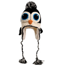 The Hand Crochet Penguin Hat is a winter essential, featuring a charming penguin design with big blue eyes, an orange beak, earflaps, braided tassels, and a pom-pom on top. Its sherpa-lined interior ensures warmth and comfort, while the playful black, white, blue, and orange colors add fun for all ages.