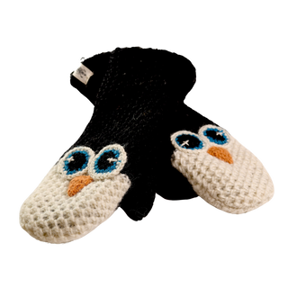 The Crochet Penguin Mittens are hand-made in Nepal and crafted to resemble charming penguins with black bodies, white faces, blue eyes, and orange beaks. They make the perfect animal puppet mittens for endless imaginative play.