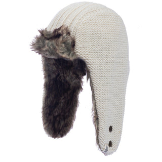 A Winter trapper hat with a faux fur lining.