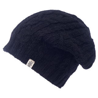 A black Alexander Cable Slouch hat with a white logo.