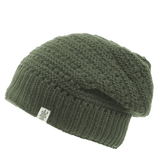 A green Boho Slouch with built-in wireless earbuds on a white background.