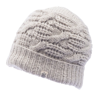The Nepal women's side cable knit beanie.