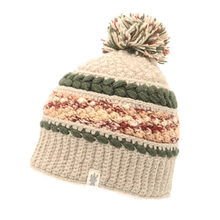 A knitted beanie with a Bubble pom pom hat.