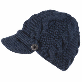 A durable, blue Equestrian Hat with a button on it.