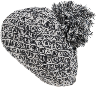 A gray knitted Beret with pom, handmade in Nepal.