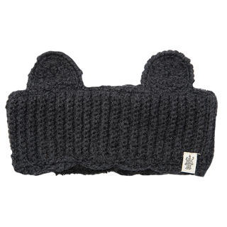 A handmade black knitted Kitty ears headband.