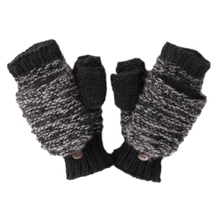 A pair of black and white Speckle Knit Mittens.