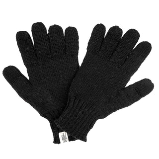 A pair of black Merino Wool McCarren Gloves on a white background.