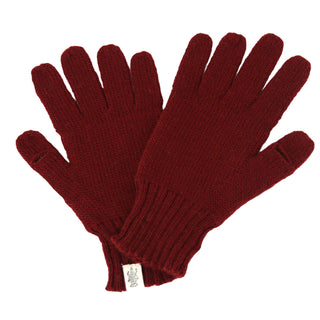 A pair of burgundy McCarren Gloves on a white background.
