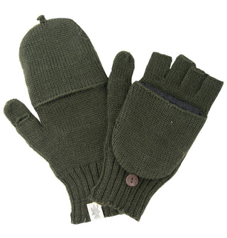 A pair of Bryant Fingerless Gloves with Flap made with natural ingredients.