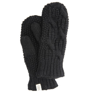 A pair of black Side Cable Knit Mittens.